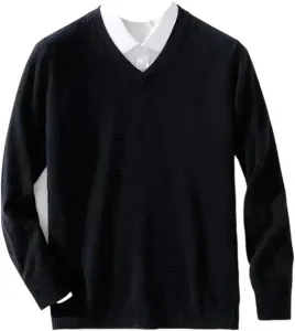 Мужской кашемировый свитер V-образным вырезом Slim Fit