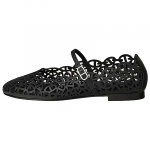 HERMES Meli Flat Mary Jane Shoes 1.3cm Women's Black