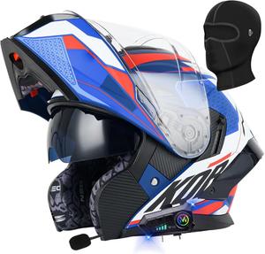 Шлем мотокроссовый Guenzo Bluetooth, синий / черный