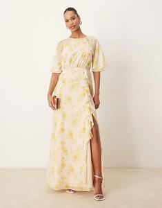 Платье макси с цветочным принтом и вырезом-замочком на спине Anaya, разноцветное