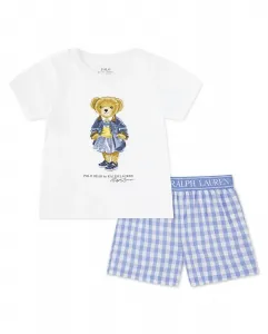 Короткая пижама с вязаным медведем для девочки Polo Ralph Lauren, синий