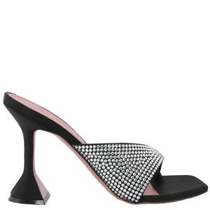 Амина Муадди Атласные кристаллы Shiona Тапочки Amina Muaddi, черно-белый