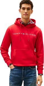 Мужская флисовая толстовка с капюшоном и логотипом Tommy Hilfiger с длинным рукавом, Red