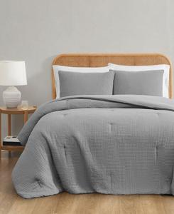 Комплект постельного белья из 3 предметов с текстурированной вафельной поверхностью, размер Full/Queen Truly Soft, серый