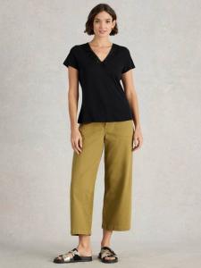 Футболка Ellie с кружевной отделкой из льняной смеси White Stuff, Pure Black