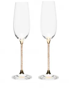 Комплект из двух бокалов с кристаллами, 26 см, Swarovski, золотистый