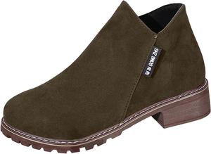 Женские ботильоны на низком каблуке, ботильоны с массивным каблуком, платформой и коротким голенищем, обувь для прогулок на открытом воздухе, осенние ботинки для женщин 2025 с противоскользящей подошвой Generic, 02#Army Green