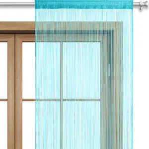 Штора-нитка женская, для двери, 90 x 245 см, бирюзовая, с карманом на штанге, сертифицирована OEKO-TEX, можно укоротить, можно стирать, однотонная, доступна во многих ярких цветах wometo