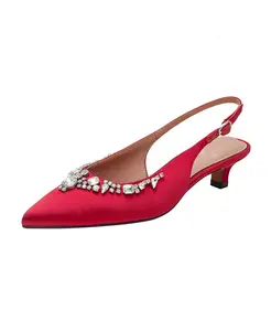 Женские сланцы на коблуке с кристаллами и стразами Linea Paolo, красный