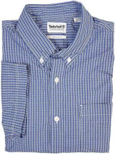 Timberland мужская короткая рукав stretch button down рубашка, Dark Blue