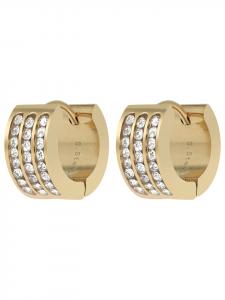 Adeliás Женские серьги - серьги-кольца на шарнирах из нержавеющей стали с золотыми стразами