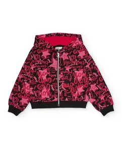 Худи для девочки в фуксовых тонах с типографическим принтом Tuc tuc, розовый