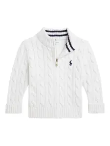 Кардиган фактурной вязки на молнии Polo Ralph Lauren Kids, белый