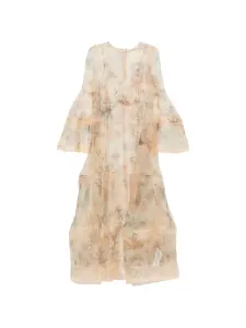 Платье Rebellion Lantern с расклешенным силуэтом и принтом ZIMMERMANN, бежевый