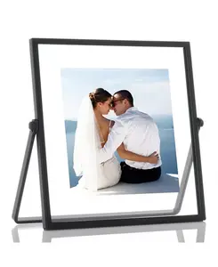 Металлическая мольбертная фоторамка, 4" x 4" Lawrence Frames, black