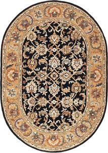 Ковер SAFAVIEH, 138 x 199 см, Classic Collection, овальный, Black & Gold, ручной работы, традиционный восточный, шерстяной, идеален для помещений с высокой проходимостью в гостиной, спальне (CL758B)