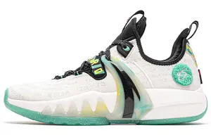 Баскетбольные кроссовки GH2 мужские с низким верхом белые/черные/зеленые Anta