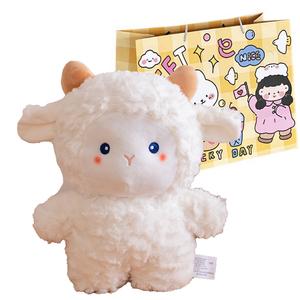 Мягкая плюшевая игрушка в виде милого ягненка, с капюшоном и нагрудником, овечка-подушка, плюшевая кукла, высота 30см MERCONSER