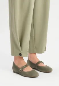 Балетки с ремешком на щиколотке Ryłko, Olive