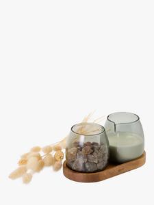 Стеклянный набор для молока и сахара с подставкой из акации AdHoc