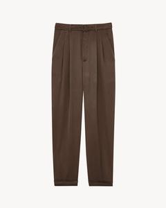 Брюки облегающего кроя из шелкового атласа "дюшес" SAINT LAURENT, коричневый