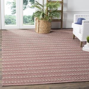 Ковер SAFAVIEH, 183 x 275 см, Montauk Collection, Ivory & Red, ручной работы плоского плетения бохо в стиле фермерского дома, хлопок, идеально подходит для помещений с высокой проходимостью в гостиной, спальне (MTK341C)