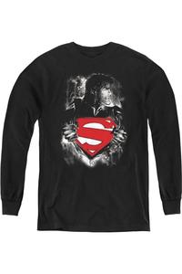 Футболка с длинным рукавом Superman Darkest Hour для молодежи Gildan, черный