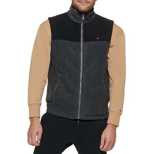 Флисовый жилет Big & Tall Tommy Hilfiger с воротником-стойкой, цвет Black Medium Gray