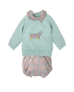 Комплект для мальчика: толстовка с воротником для младенца и соответствующие трусики BABIDÚ, зеленый