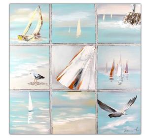 Акриловая картина ручной работы KUNSTLOFT Fernweh Feeling цвет blau/silber