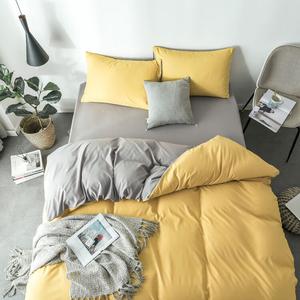 LUOLAI HOME Комплект постельного белья, 4 предмета, простыня 150 см, пододеяльник 150x200 см, цвет: средне-серый + желтый