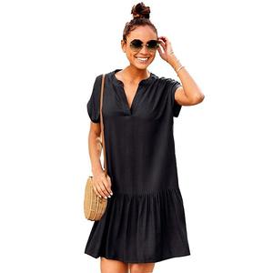 Женское платье-трапеция с воланами по подолу Lascana, Black