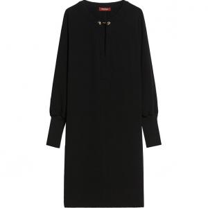 MaxMara Длинное платье с рукавами женское черное
