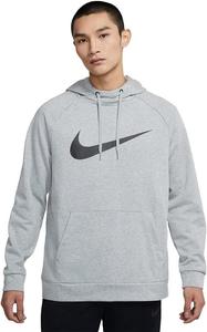 Мужская толстовка с капюшоном NIKE Dry с принтом Swoosh, Grey (Dk Grey Heather/Black)