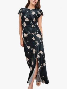 Платье миди с каплевидными рукавами и цветочным принтом Serenity Rails, Midnight Blue/White