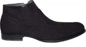 GIOVANNI CONTI 3345-01 Мужские черные замшевые ботинки до щиколотки с прошивкой, Италия, черный