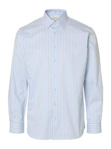 Рубашка Slim Fit на пуговицах SELECTED, светло-голубой/белый