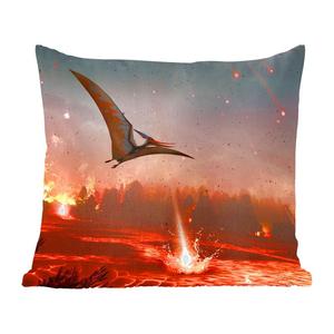 Декоративная подушка MuchoWow, диванная подушка, декоративная подушка для гостиной, 60 х 60 см, динозавры, камни, лава, иллюстрация, мальчики, дети, чехол на подушку, хлопчатобумажная ткань, декоративные чехлы на подушки