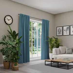 Нейтекс для вас! Штора «BELMONDO», (1 шт.), однотонная с бархатистой поверхностью, на заказ Neutex For You!, цвет jeansblau