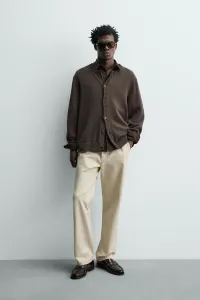 Хлопковый кардиган стандартного кроя Zara, коричневый