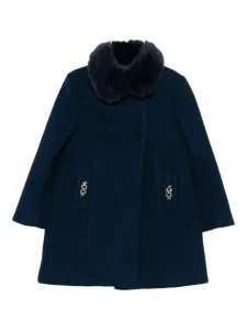 Пальто с искусственным меховым воротником и цепочкой Abel & Lula, синий