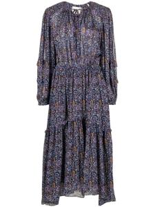 Marant Étoile креповое платье миди с цветочным принтом, синий
