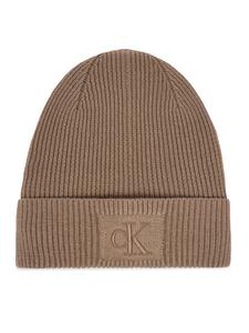 Шапка Embroidered Rib Cotton Beanie LV04F8097G Calvin Klein, бежевый