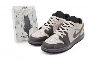 Jordan Air 1 Gray White Ma Xu Leather Slip Resistant Abrasion Resistant Low top Детские баскетбольные кроссовки