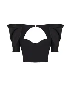 Топ из крепа и дюшес Elisabetta Franchi, черный