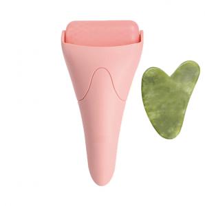 Роликовый массажер для лица с ледяной головкой - розовый и скребущий ролик Proxxi, розовый