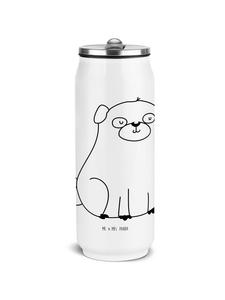 Mr. & Mrs. Panda Белая бутылка для воды с изображением мопса без слогана