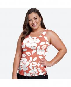 Купальник-танкини Maya больших размеров: верх со съемными чашечками и плавки Calypsa, Rusty rose