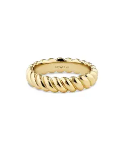 Кольцо-Веревка из позолоченного серебра 925 пробы, размер Devata, gold