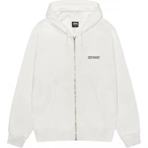 Джерси худи с молнией пигментного крашения Stussy, белый